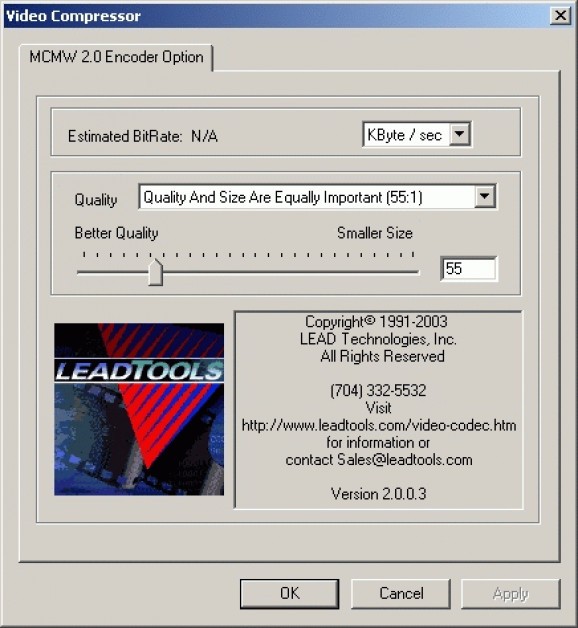 LEAD MCMW Video Codec screenshot