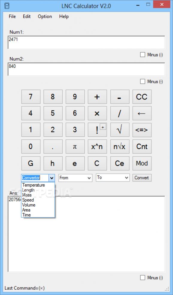 LNC calculator screenshot