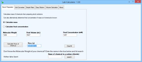 Lab Calculator screenshot