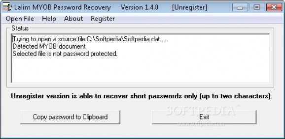 Lalim MYOB Password Recovery screenshot