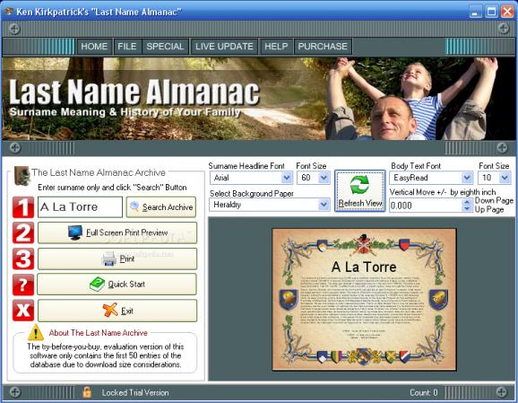 Last Name Almanac screenshot