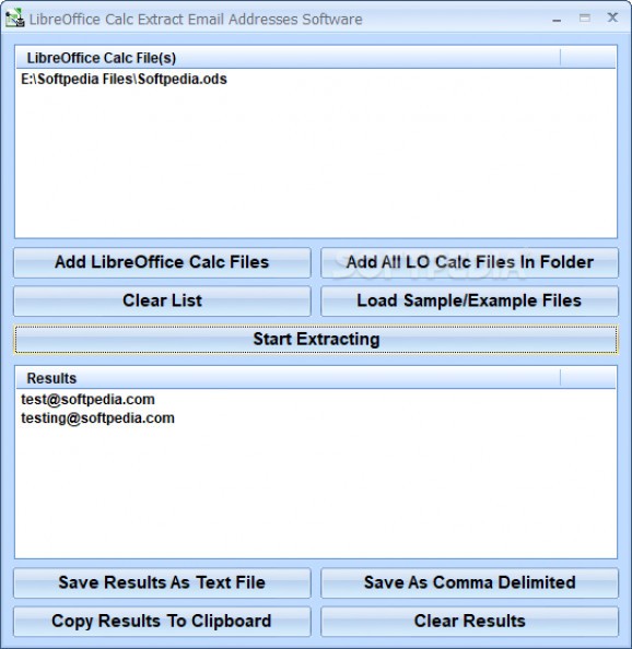 LibreOffice Calc Extract Email Addresses Software screenshot