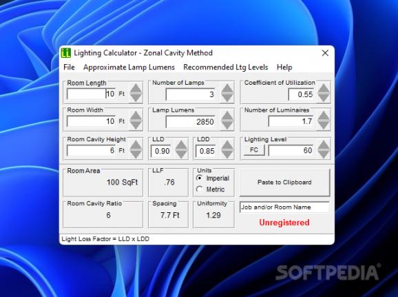 Lighting Level Calculator screenshot