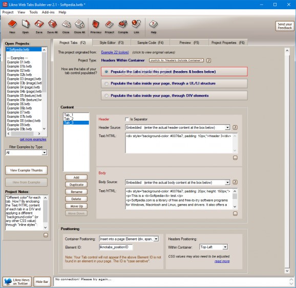 Likno Web Tabs Builder screenshot