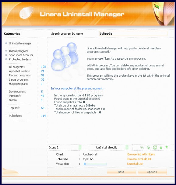 Linera Uninstall Manager Lite screenshot