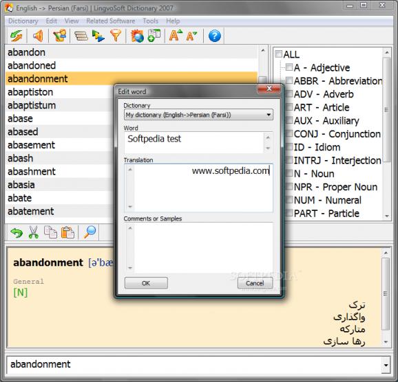 LingvoSoft Dictionary 2007 English - Persian (Farsi) screenshot