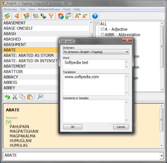 LingvoSoft Dictionary 2007 English - Tagalog screenshot