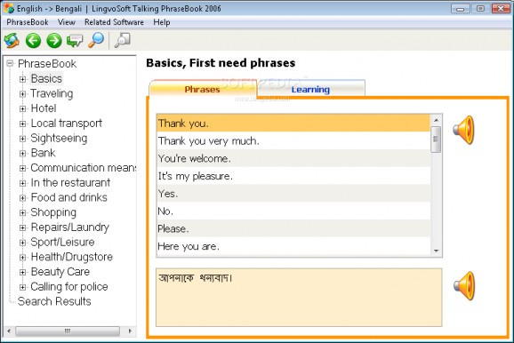 LingvoSoft Learning Voice PhraseBook 2006 English - Bengali screenshot