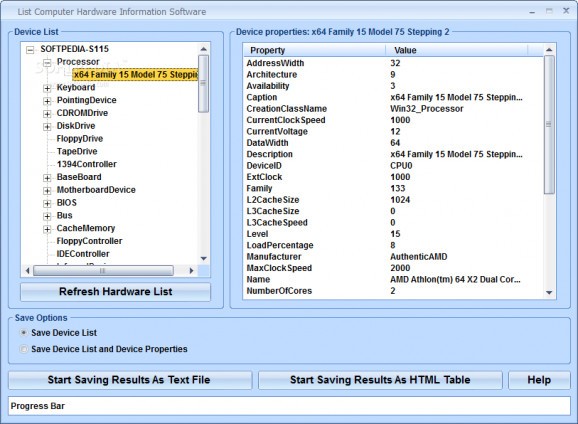 List Computer Hardware Information Software screenshot