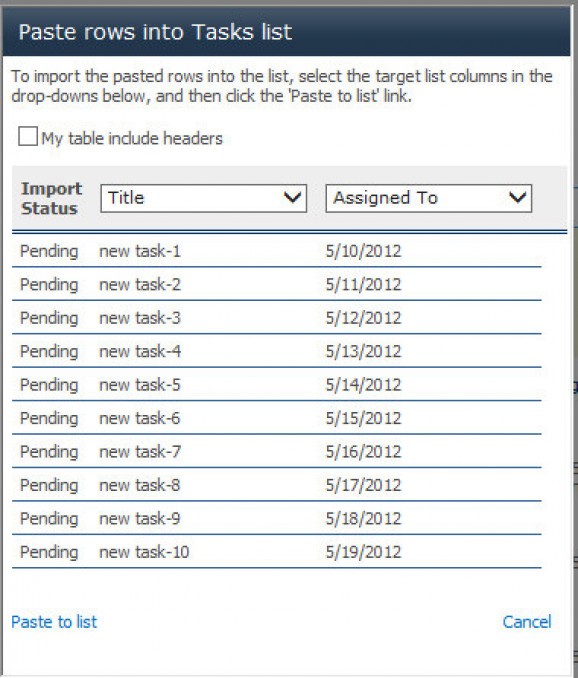 List In-Line Editor screenshot