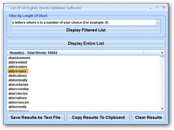 List Of All English Words Database Software screenshot