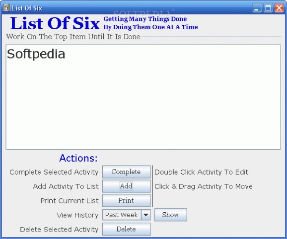 List Of Six screenshot