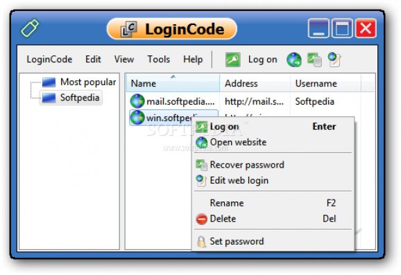LoginCode Portable screenshot