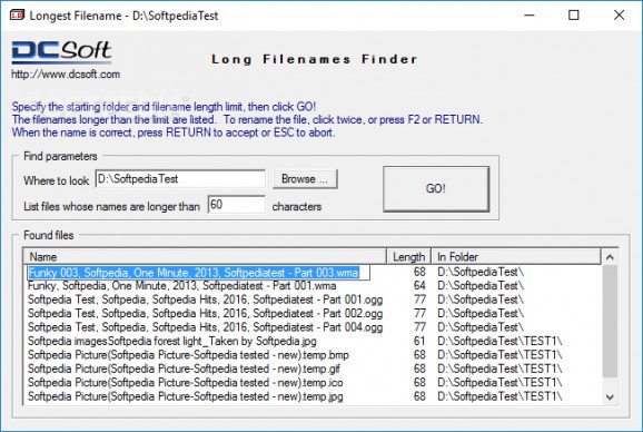 Long Filename Finder screenshot