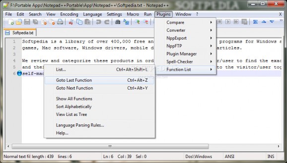 Function List screenshot