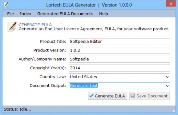 Lortech EULA Generator screenshot