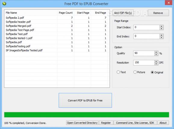 Free PDF to EPUB Converter screenshot