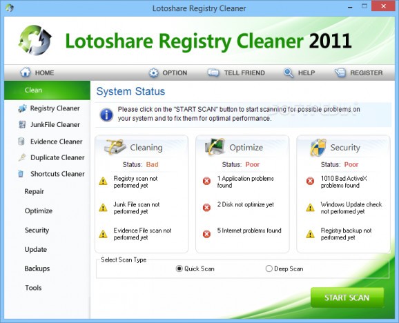 Lotoshare Registry Cleaner screenshot