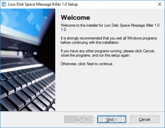 Low Disk Space Message Killer screenshot
