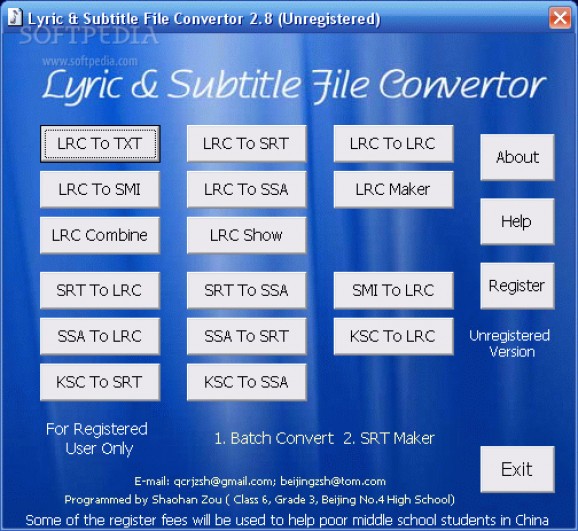 Lyric and Subtitle File Convertor screenshot