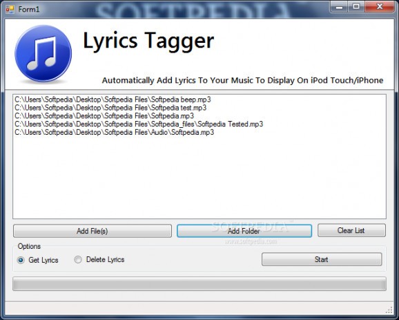 Lyrics Tagger screenshot