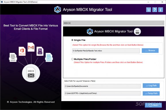 Aryson MBOX Migrator Tool screenshot