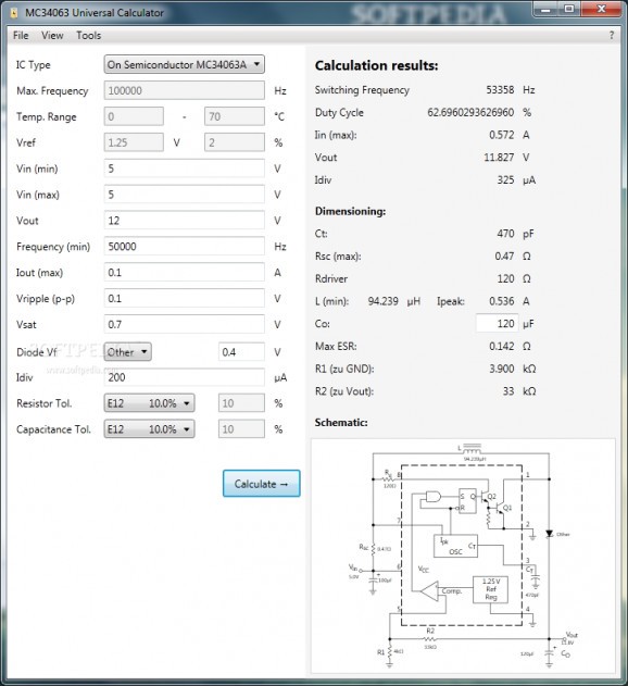 MC34063 Universal Calculator screenshot