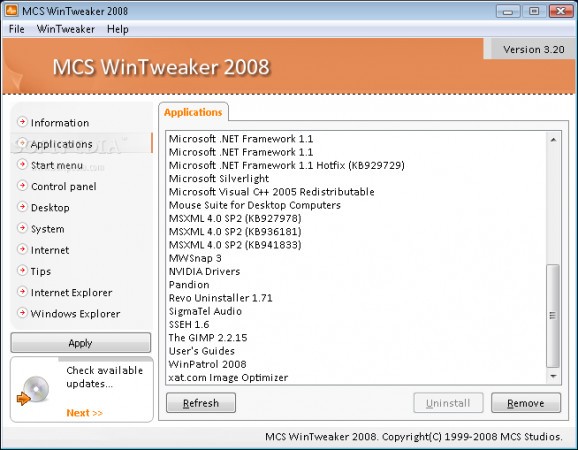 MCS WinTweaker 2008 screenshot