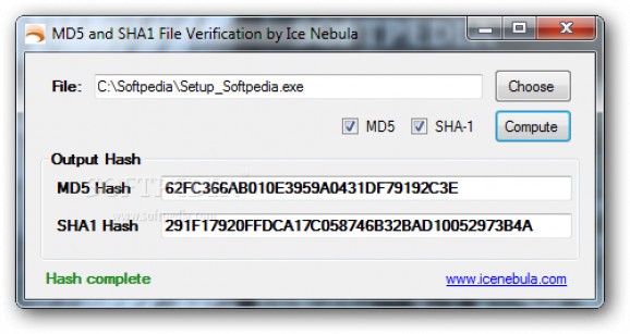 MD5 and SHA1 File Verification screenshot