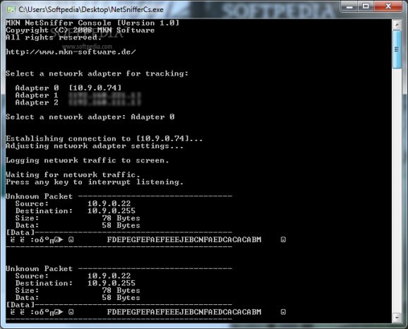 MKN NetSniffer Console screenshot