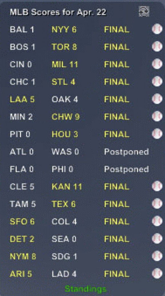 MLB Ticker screenshot