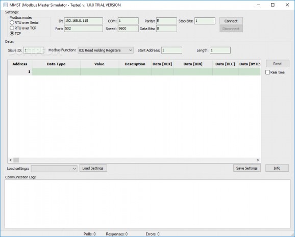 MMST Modbus Master Simulator - Tester screenshot