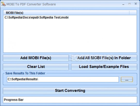 MOBI To PDF Converter Software screenshot
