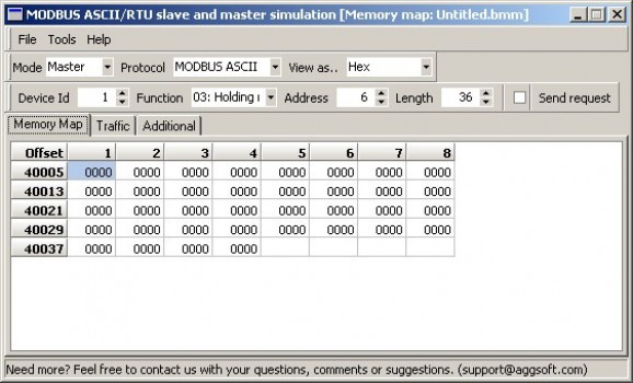 MODBUS ASCII/RTU master and slave simulation screenshot