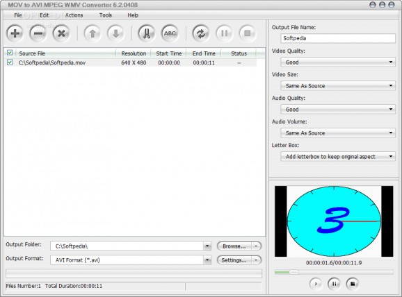 MOV to AVI MPEG WMV Converter screenshot