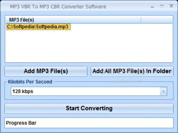 MP3 VBR To MP3 CBR Converter Software screenshot