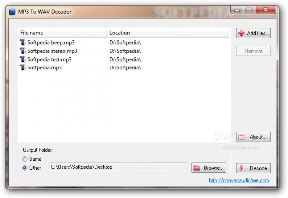 MP3 to WAV Decoder screenshot