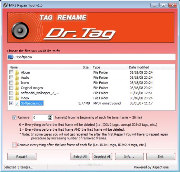 MP3 Repair Tool screenshot