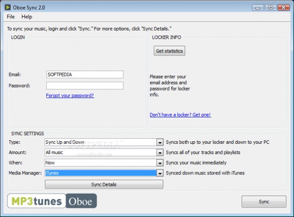 MP3Tunes Oboe Sync screenshot
