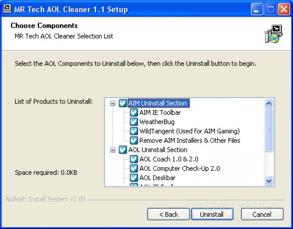 MR Tech AOL Cleaner screenshot