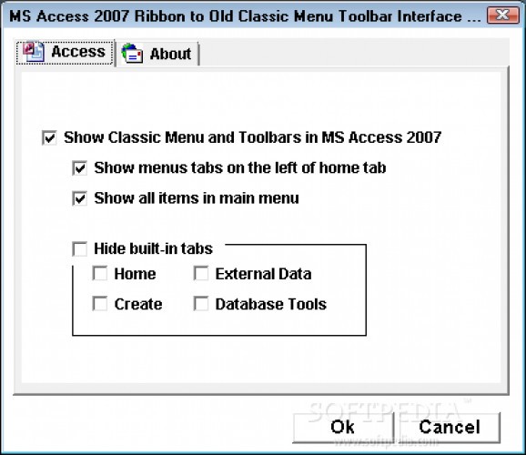 MS Access 2007 Ribbon to Old Classic Menu Toolbar Interface Software screenshot
