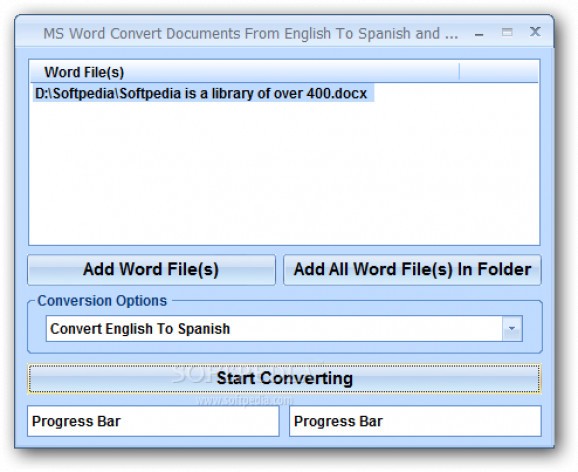 MS Word Convert Documents From English To Spanish and Spanish To English Software screenshot