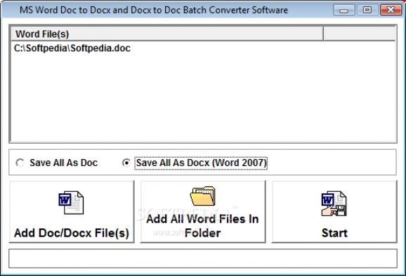 MS Word Doc To Docx and Docx To Doc Batch Converter Software screenshot