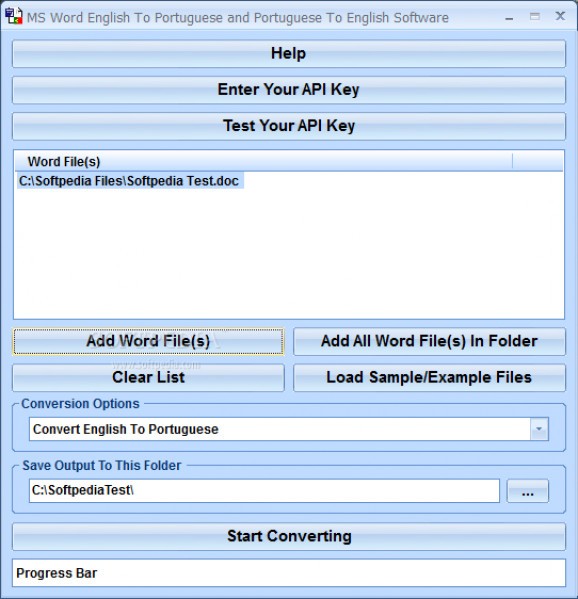 MS Word English To Portuguese and Portuguese To English Software screenshot