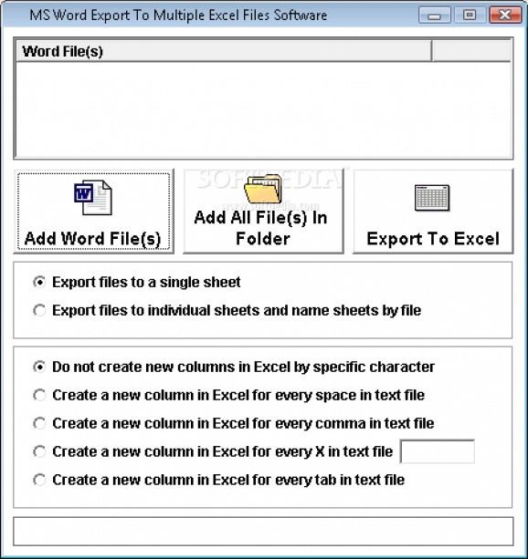 MS Word Export To Multiple Excel Files Software screenshot