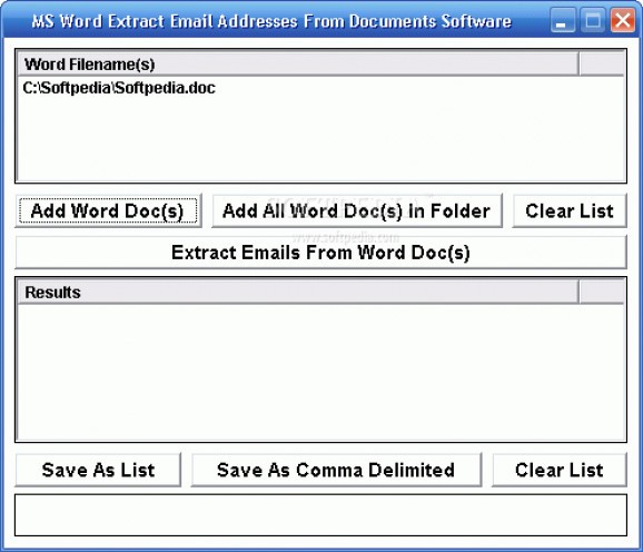 MS Word Extract Email Addresses From Documents Software screenshot