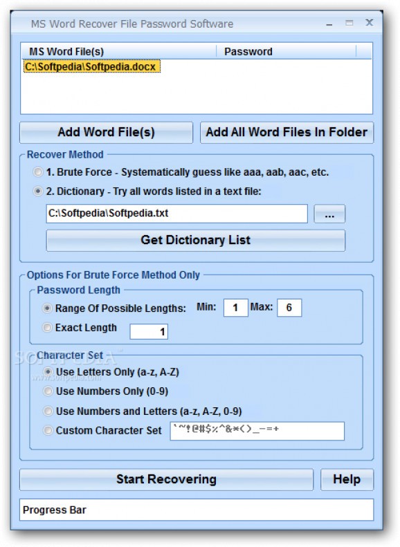 MS Word Recover File Password Software screenshot