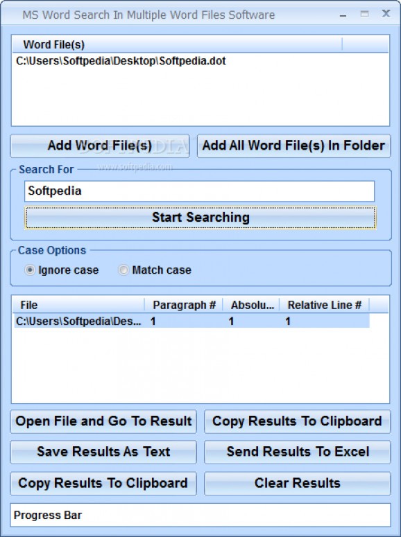 MS Word Search In Multiple Word Files Software screenshot