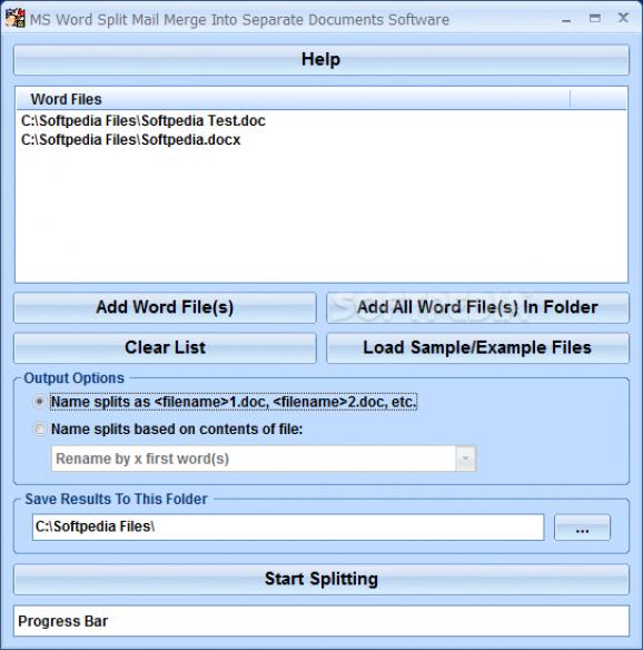MS Word Split Mail Merge Into Separate Documents Software screenshot
