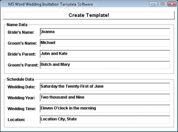 MS Word Wedding Invitation Template Software screenshot